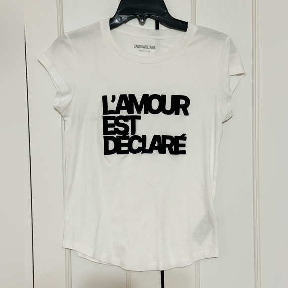 ZADIG AND VOLTAIRE Skinny L'amour Est Déclaré T-Shirt - Picture 3 of 6